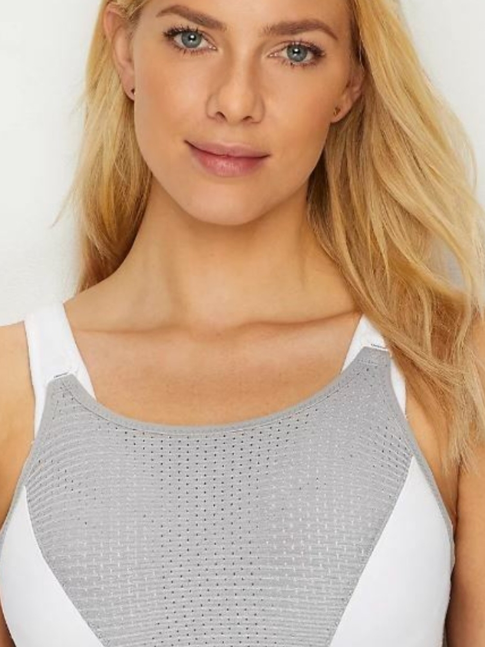 Glamorise Gray Mesh Front Sports Bra with White Straps